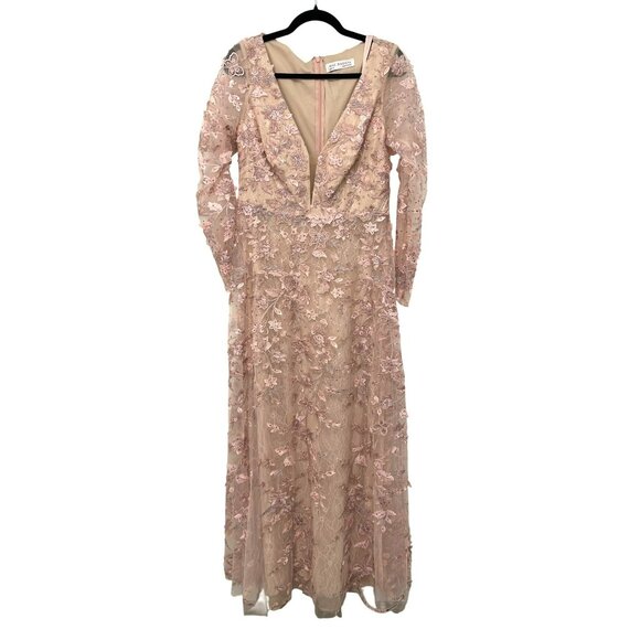 Mac Duggal Floral Applique Gown Pink Size 10 Formal Maxi Dress NWT - Picture 5 of 10